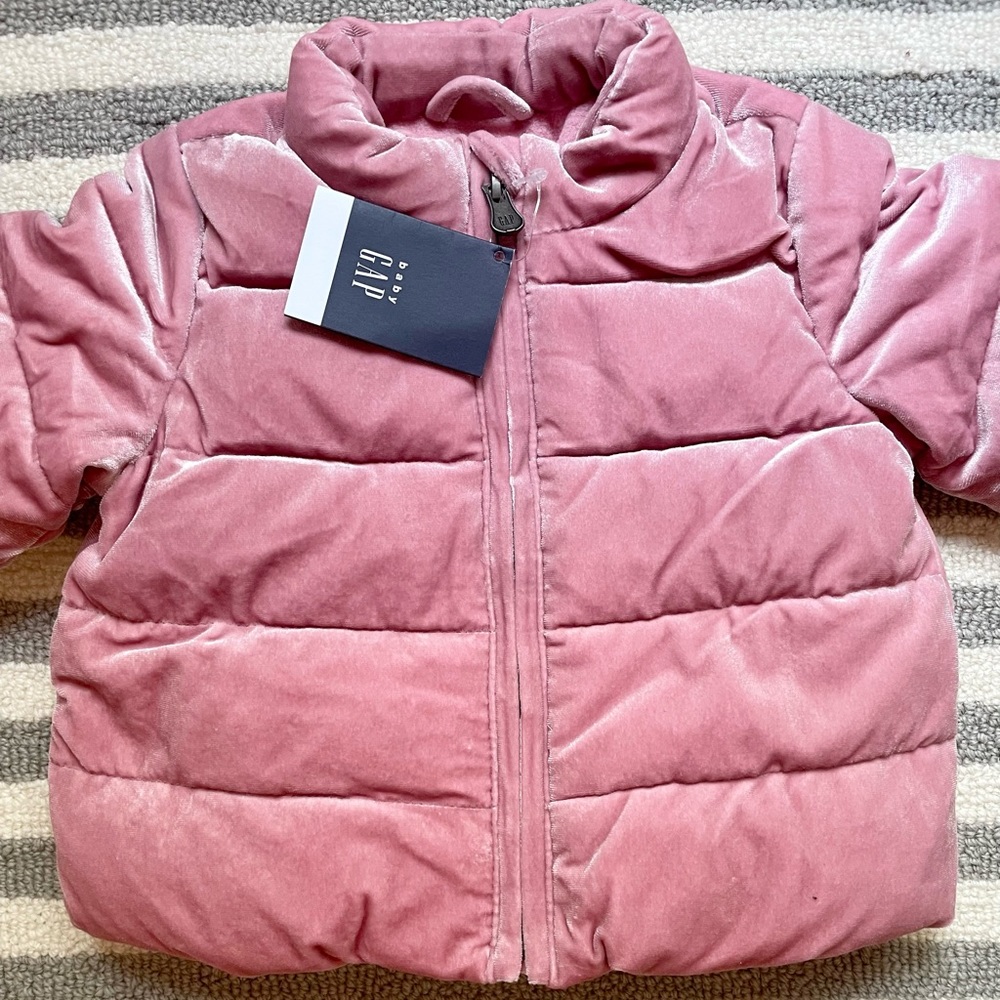 Gap baby pink puffy winter jacket 0-6 months NWT